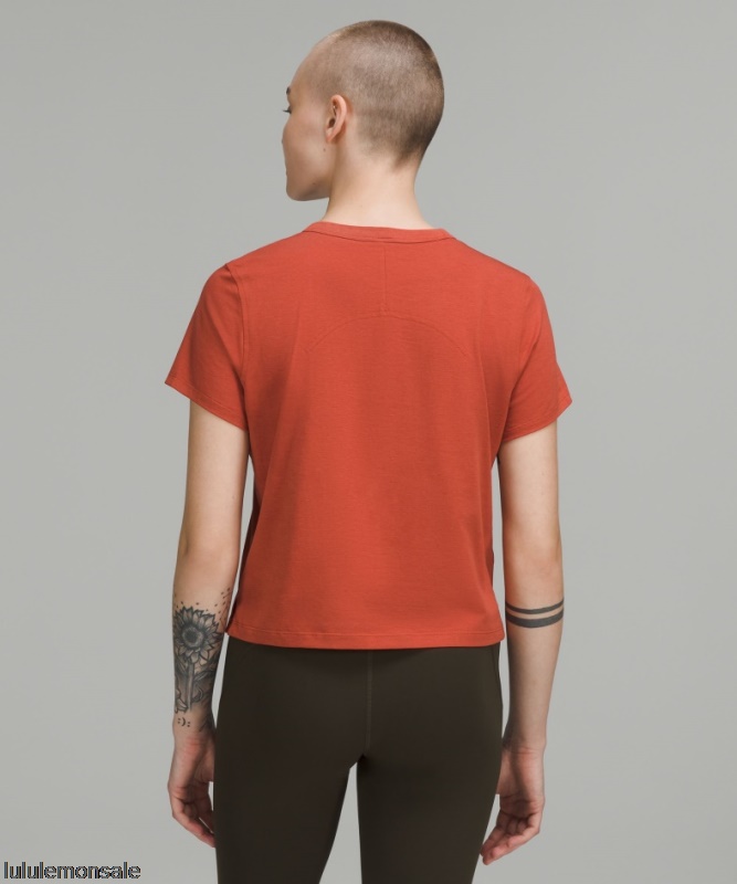 Lululemon Damen DELULU328 | Lululemon Deutschland Red Rock Klassisch Geschnittenes T-shirt Aus Einer Baumwollmischung